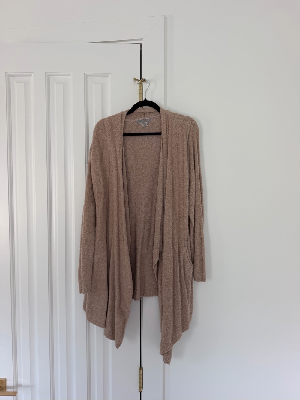 Barefoot Dreams Open-Front Draped Cardigan - Beige Taupe